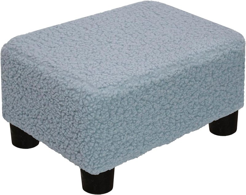 CAROLMADE Small Foot Stool Ottoman Footstool with Legs Under Desk Footrest for Living Room Bedroom and Office, Soft Blue - Image 1